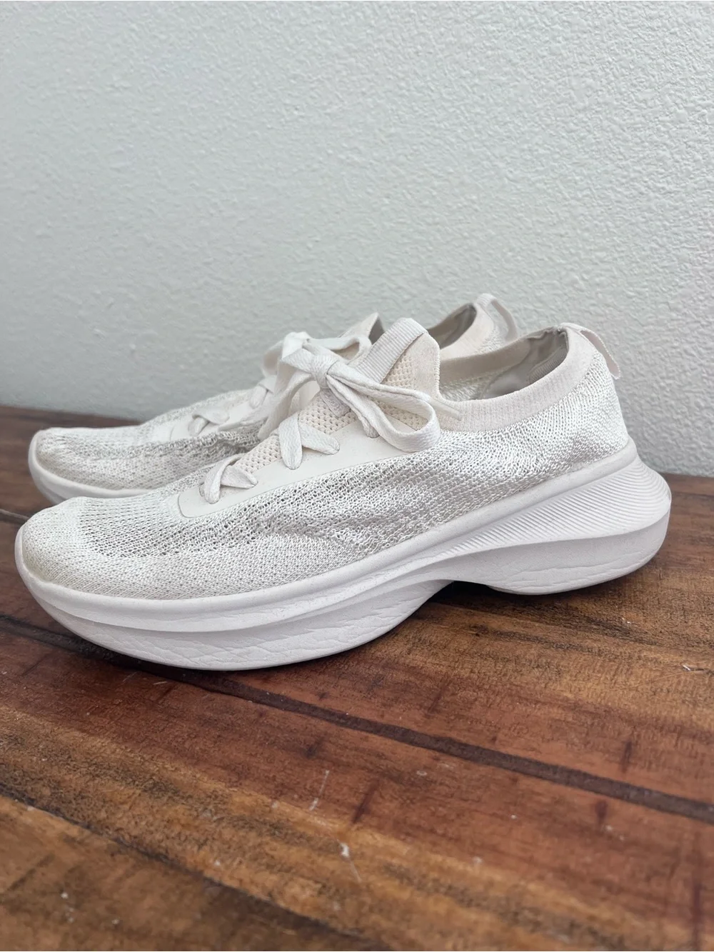 H&M Women's White Knit Lace-Up Sneakers